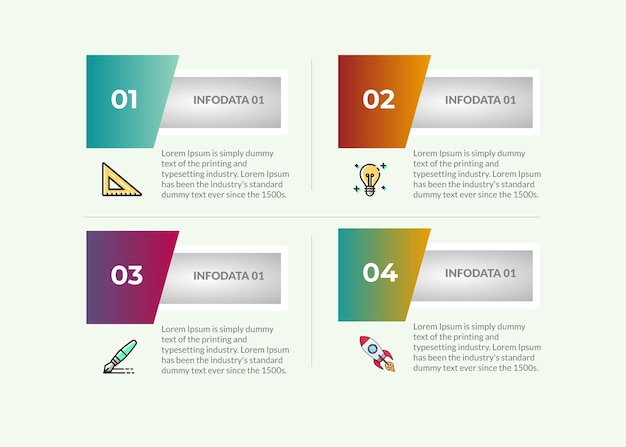 Diseño de gráficos de información de 4 pasos u opciones