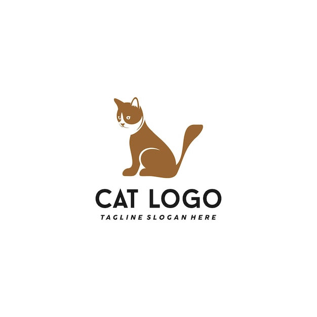 Diseño de gráficos vectoriales del logotipo del gato, icono del gato