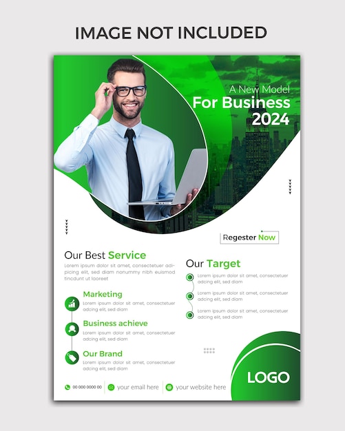 Diseño gratuito de folletos comerciales de publicidad vectorial con folletos verdes