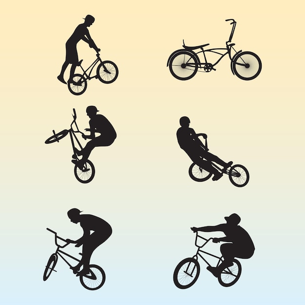 Vector diseño gratuito de siluetas de salto de bicicleta vectorial