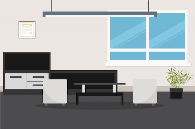 Vector diseño de habitación con muebles modernos