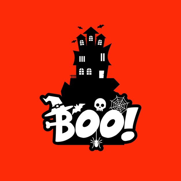 Diseño de Halloween Boo con vector de tipografía