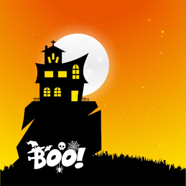 Diseño de halloween boo con vector de tipografía