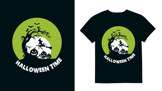 Diseño de Halloween en camiseta negra