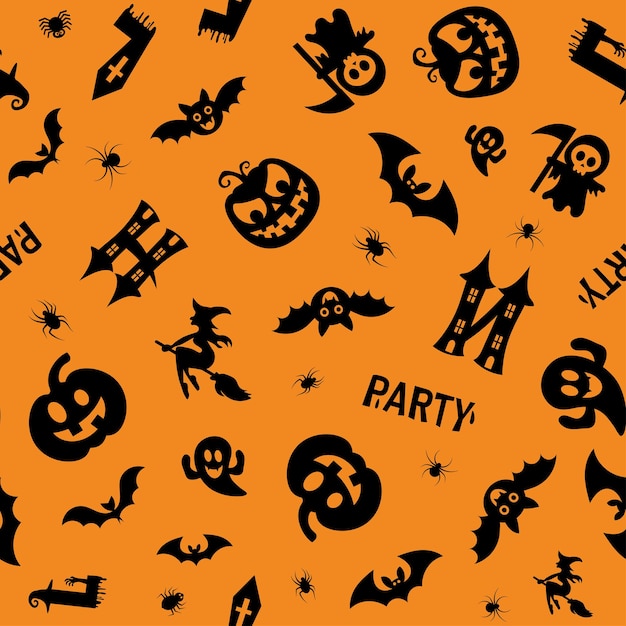 Diseño de Halloween Símbolos de Halloween Calabaza de araña fantasma en estilo de dibujos animados Ilustración vectorial