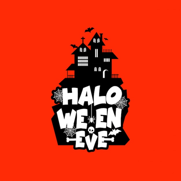 Diseño de halloween con tipografía y vector de fondo claro