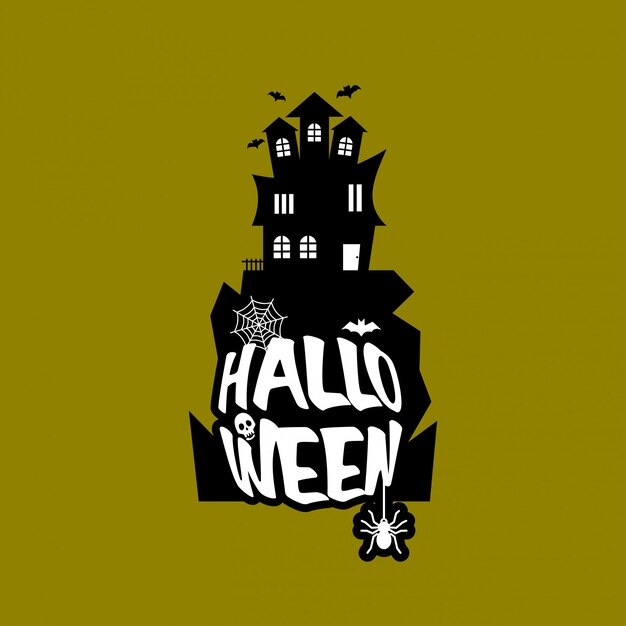 Diseño de halloween con tipografía y vector de fondo claro