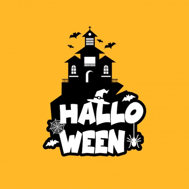 Diseño de halloween con tipografía y vector de fondo claro