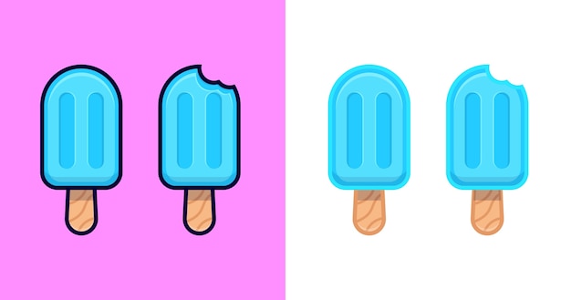 Diseño de helado azul en ilustración de icono de dibujos animados de estilo diferente