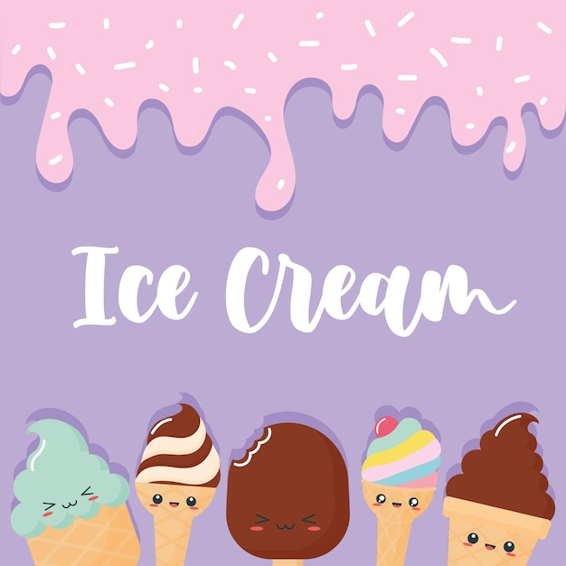 Diseño de helado kawaii