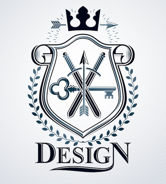 Vector diseño heráldico, emblema vintage vectorial.
