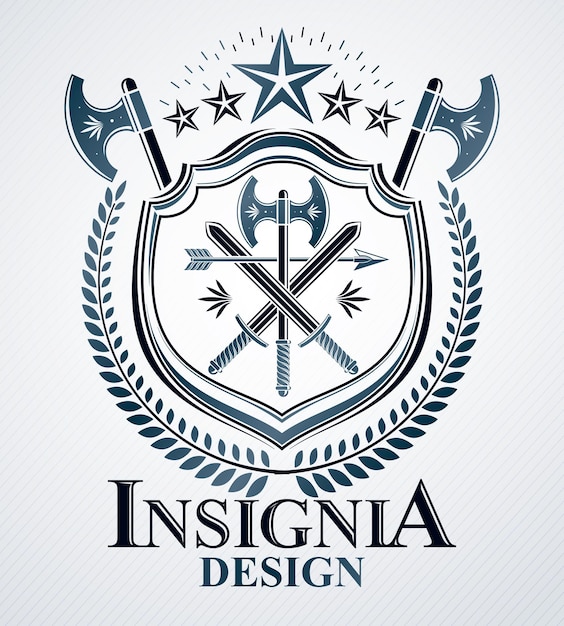 Diseño heráldico, emblema vintage vectorial.