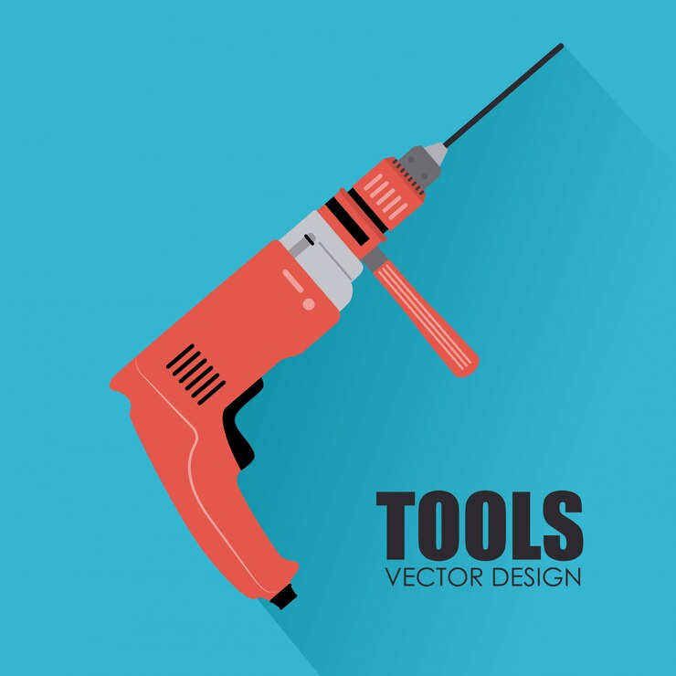 Vector diseño de herramientas sobre fondo azul.