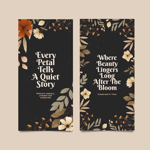 Diseño de historias florales con citas inspiradoras