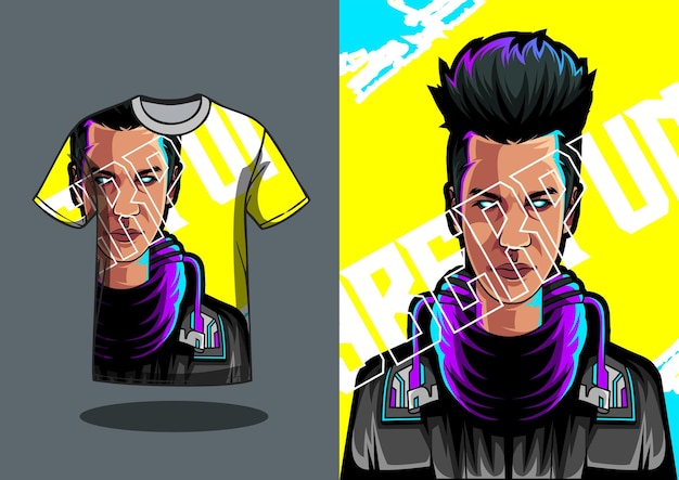 diseño de hombre cyberpunk en camiseta