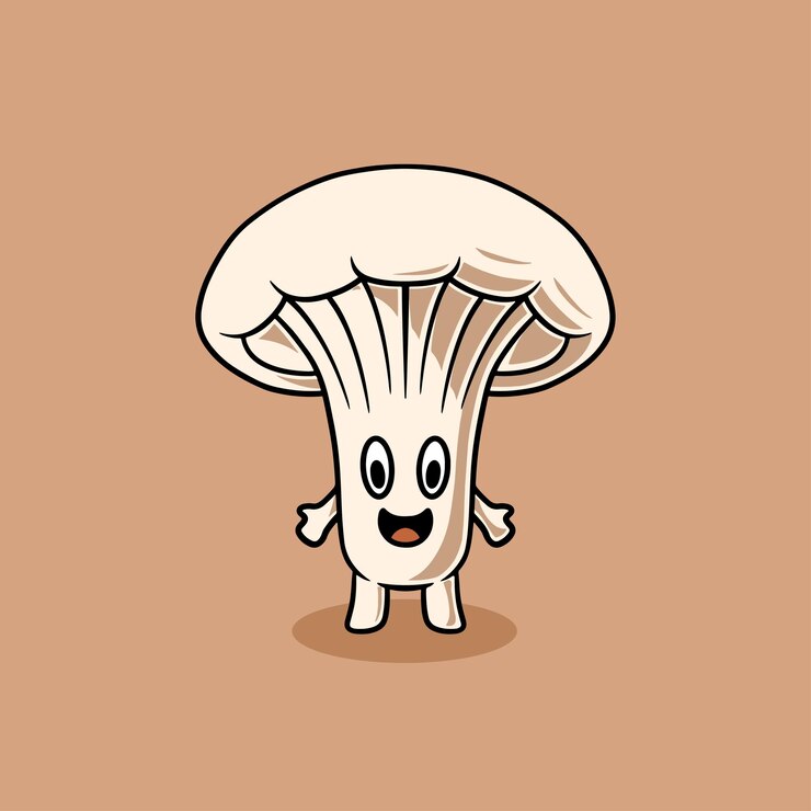 Diseño de hongo de ostra feliz y lindo Ilustración de dibujos animados