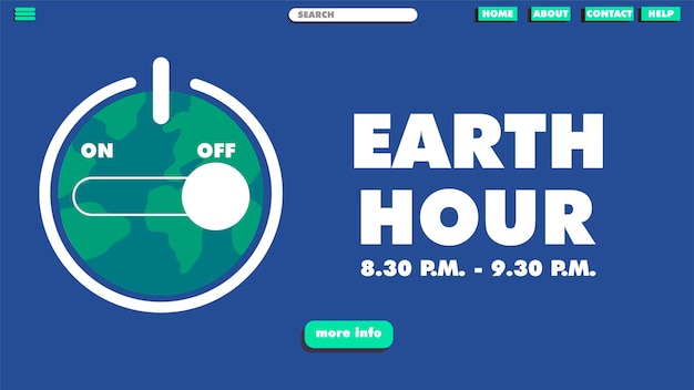 Diseño de la hora del planeta publicación en medios sociales o página de aterrizaje
