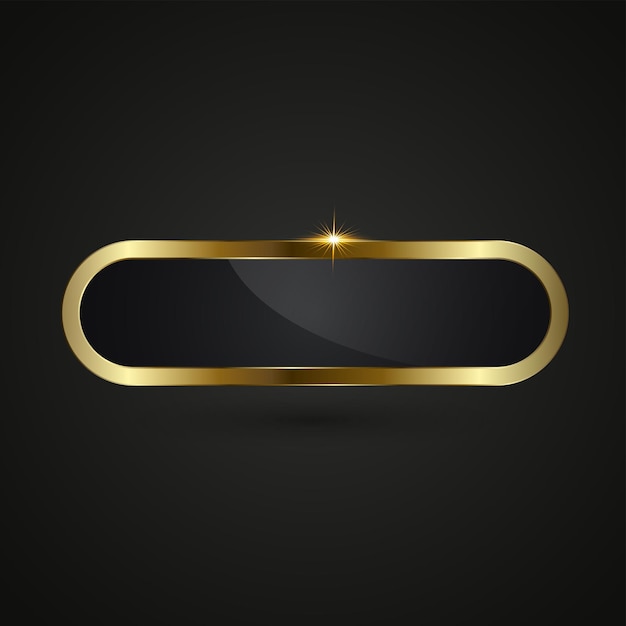 Un diseño horizontal con un núcleo negro brillante rodeado por un marco de forma ovalada dorada brillante