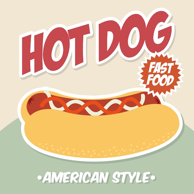 Diseño de hot dog sobre fondo rosa ilustración vectorial