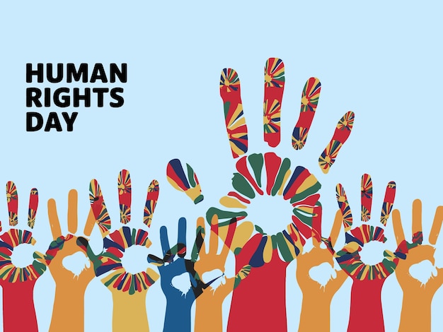 Diseño de huellas coloridas para el Día de los Derechos Humanos, un símbolo de diversidad y unidad
