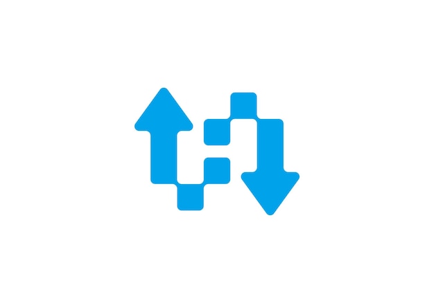 diseño de icona de logotipo moderno de monograma letra H con tecnología de flecha