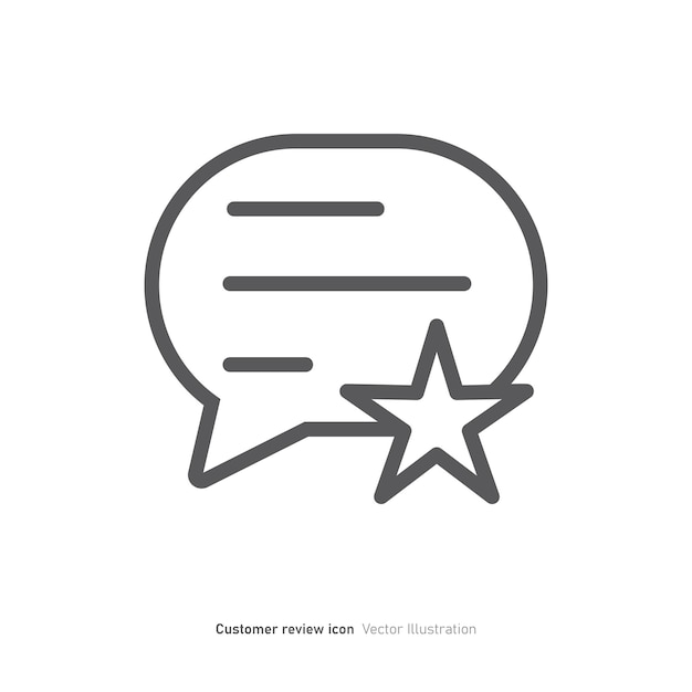 Diseño de icona de revisión del cliente burbuja de habla con ilustración vectorial de estrellas