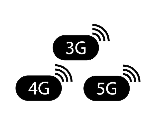 Diseño de icono 3G 4G 5G aislado en fondo blanco