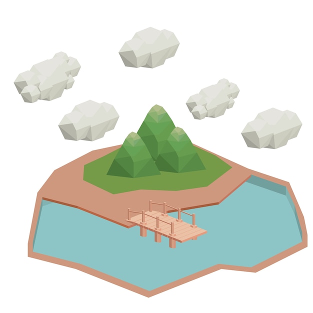 diseño de icono aislado isométrico de madera de puente