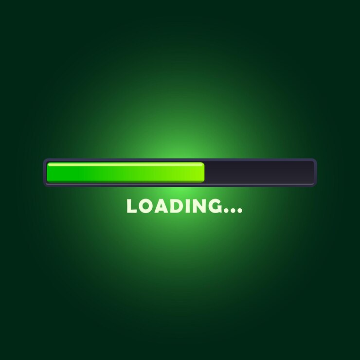 Vector diseño de icono de la barra de progreso de carga para la interfaz web aislada en un fondo verde oscuro con gradiente