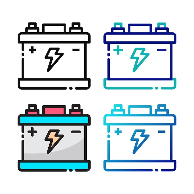 Diseño de icono de batería Accu en cuatro colores de variación