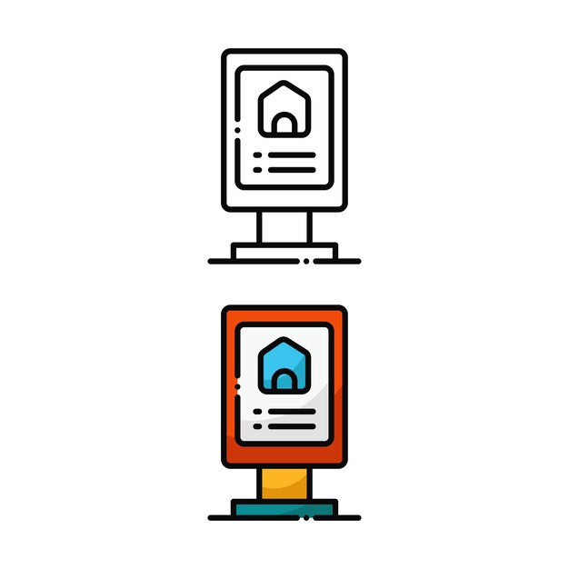 Diseño de icono de bienes raíces de negocios de promoción en dos colores de variación