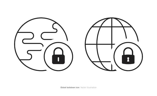 Diseño de icono de bloqueo global Ilustración vectorial de símbolo bloqueado del globo