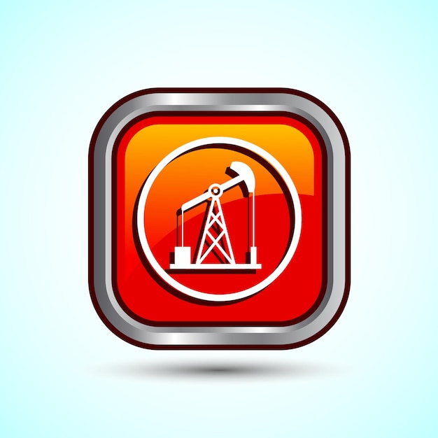 Diseño de icono de bomba de aceite Ilustración Icono industrial para aplicaciones y sitios web Diseño de botón cuadrado de color naranja