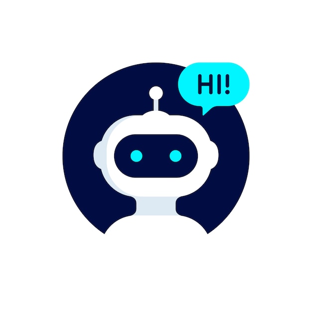 Diseño del icono del bot de chat El robot dice Hola Asistente inteligente virtual El icono del robot El concepto del símbolo del chatbot La voz