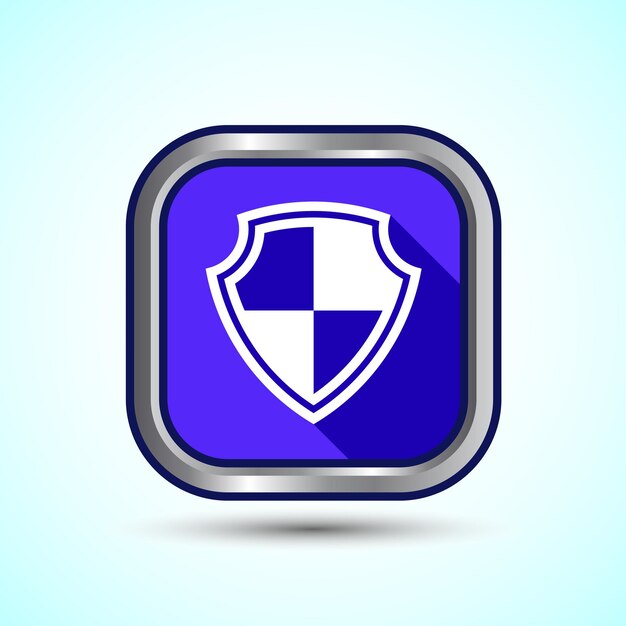 Diseño del icono del botón de escudo Ilustración del icono de protección de seguridad