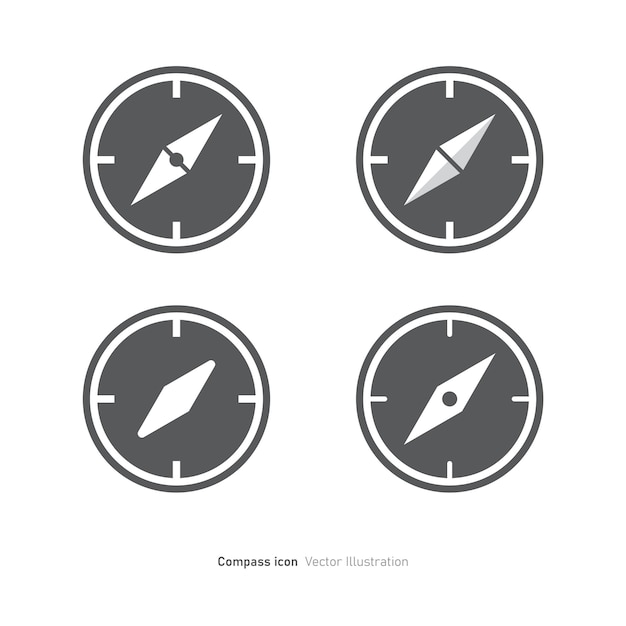 Diseño del icono de la brújula icono de las brújulas icono de los átomos ilustración vectorial
