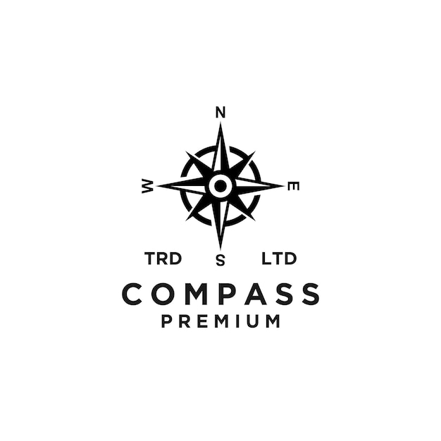 Diseño de icono de brújula premium vector logo negro