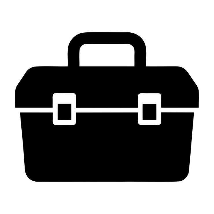 diseño del icono de la caja de herramientas caja de herramienta en blanco y negro