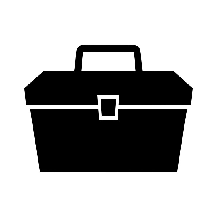 diseño del icono de la caja de herramientas caja de herramienta en blanco y negro