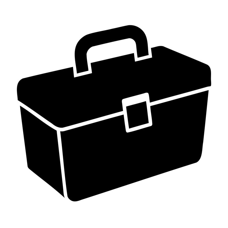 diseño del icono de la caja de herramientas caja de herramienta en blanco y negro