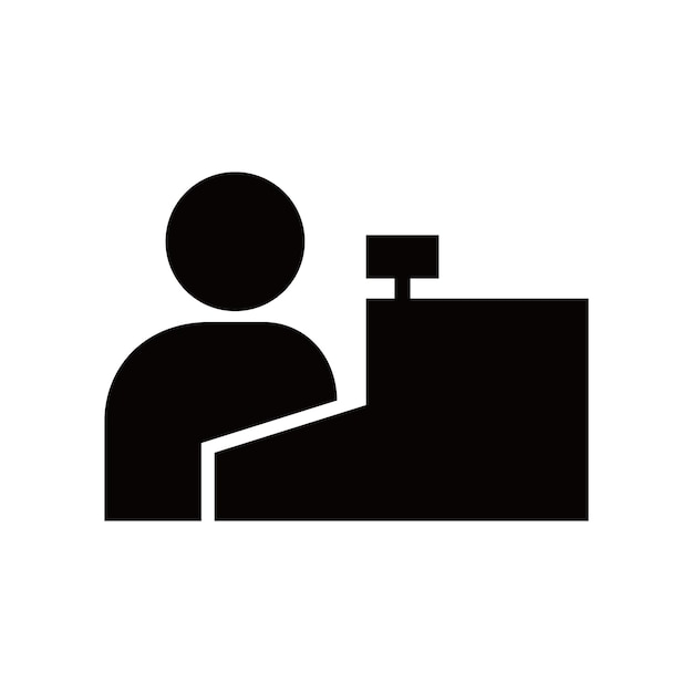diseño del icono del cajero, el signo y el símbolo del servicio al cliente de la tienda