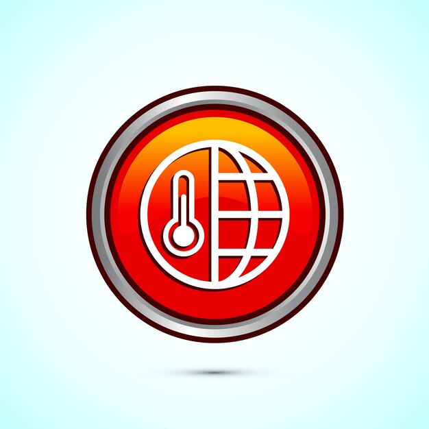 Diseño del icono de cambio climático El calentamiento global El icono de la temperatura de la Tierra El diseño del botón redondo de color naranja