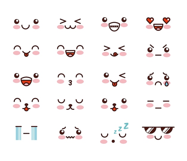 diseño de icono de cara kawaii