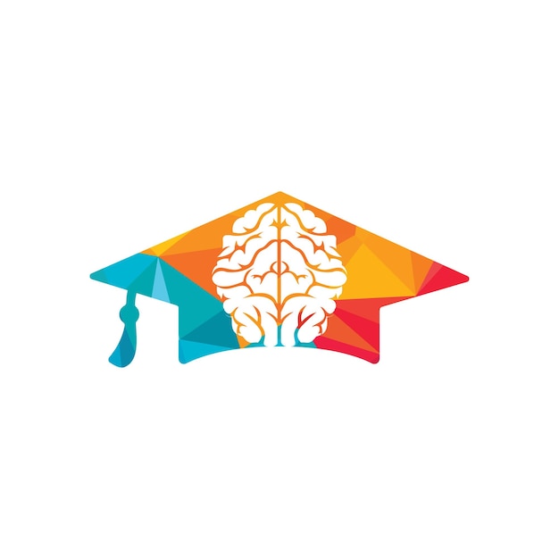 Diseño de icono de cerebro y gorra de graduación Diseño de logotipo educativo e institucional