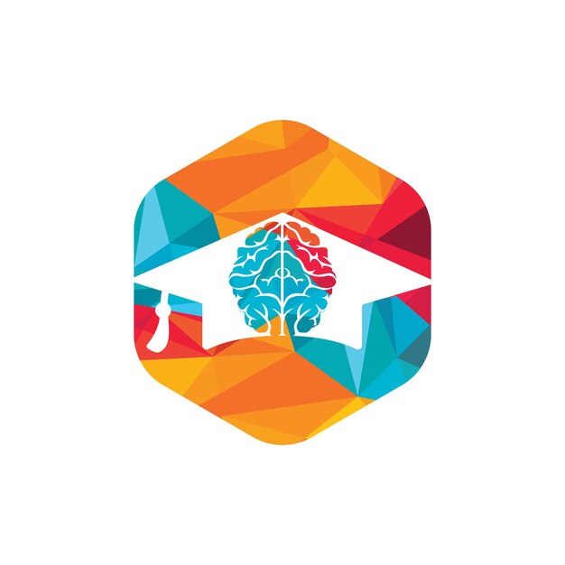 Diseño de icono de cerebro y gorra de graduación Diseño de logotipo educativo e institucional