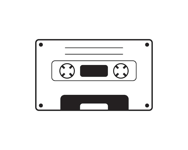 Diseño de icono de cinta de cassette de audio aislado en fondo blanco