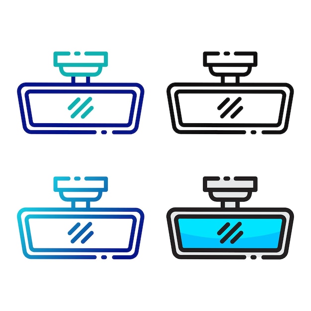 Diseño de icono de coche espejo en cuatro colores de variación