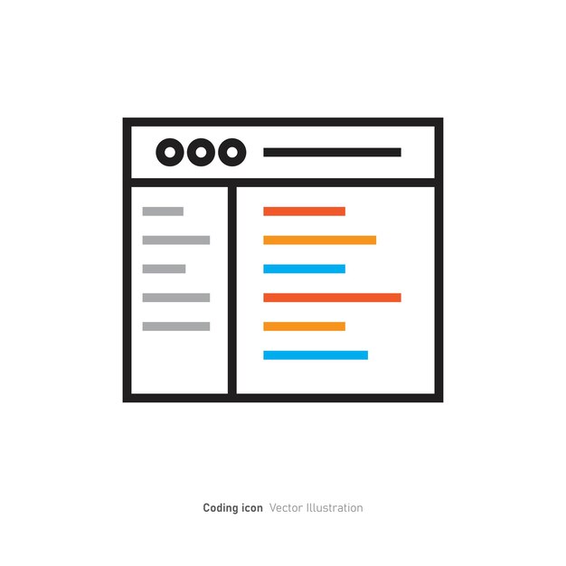 Diseño del icono de codificación Símbolo de código Ilustración vectorial