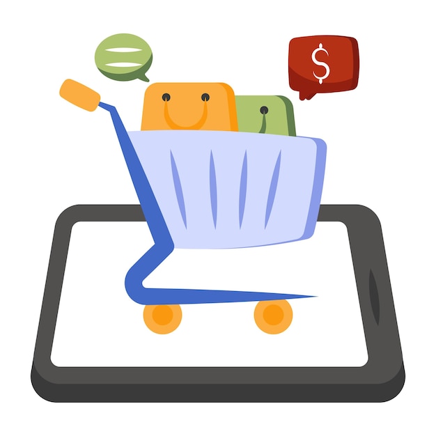 Un diseño de icono de compras móviles.