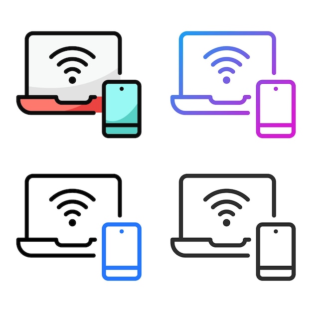 Diseño de icono de conexión en cuatro colores de variación